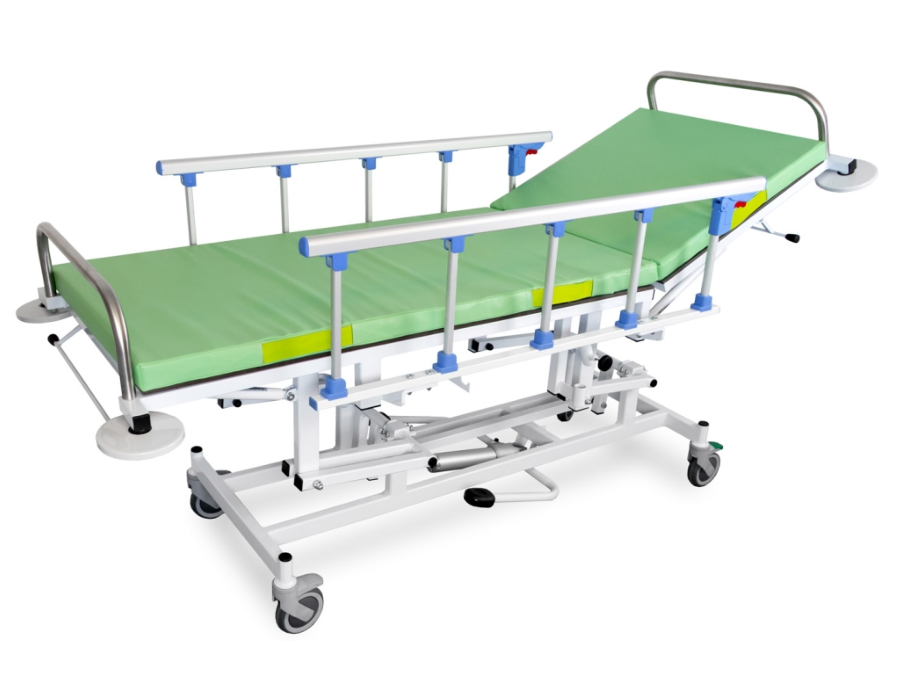 JWZ02A hydrauliczny wózek szpitalny z barierkami aluminiowymi do transportu pacjentów | EpicMED sprzęt i wyposażenie medyczne