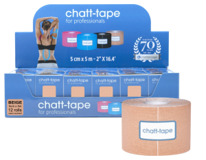 Chatt-Tape taśma do kinesiotapingu 12 rolek 5cm x 5m beżowa