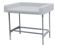 SBN-01/C stanowisko do badania niemowląt blat 100x65 cm - tapicerka szara S12 z ramą w kolorze aluminium RAL 9006