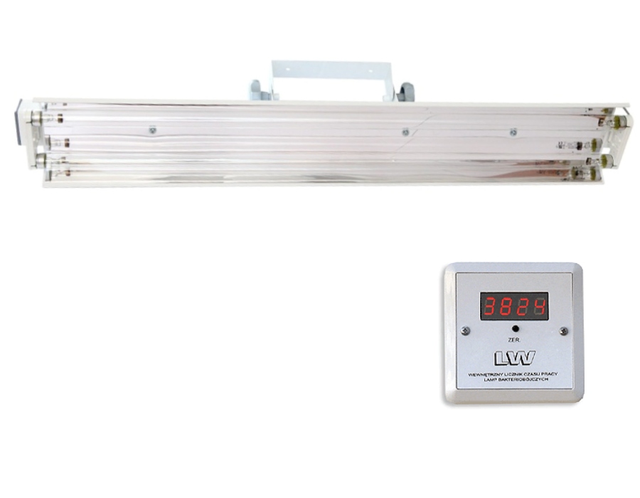 NBV-2x30NLW lampa bakteriobójcza bezpośredniego działania 2x30W ścienna z licznikiem LED | EpicMED sprzęt i wyposażenie medyczne