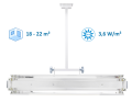 NBV-2x30S RC lampa bakteriobójcza bezpośredniego działania 2x30W sufitowa z pilotem - wydajność
