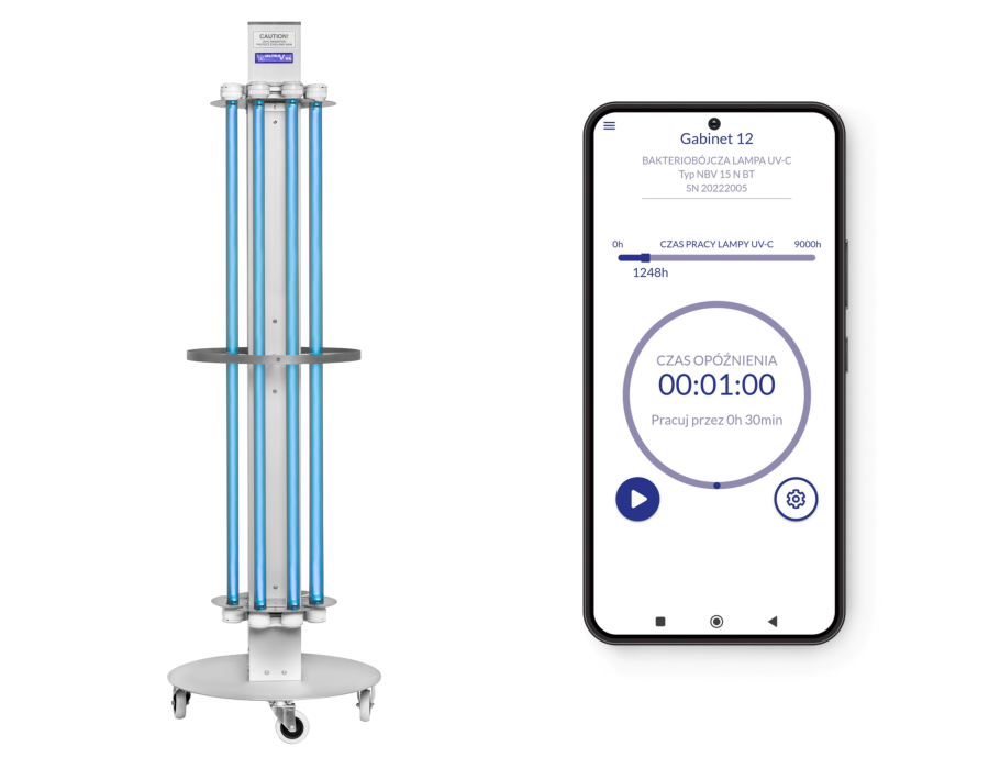 NBV-8x75P BT wielokierunkowa lampa bakteriobójcza bezpośredniego działania 600W mobilna | EpicMED sprzęt i wyposażenie medyczne