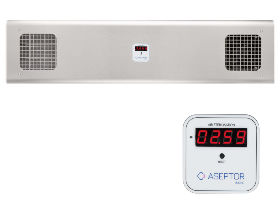 ASB-236WC INOX przepływowa lampa UV-C Aseptor Basic ścienna z licznikiem | EpicMED sprzęt i wyposażenie medyczne