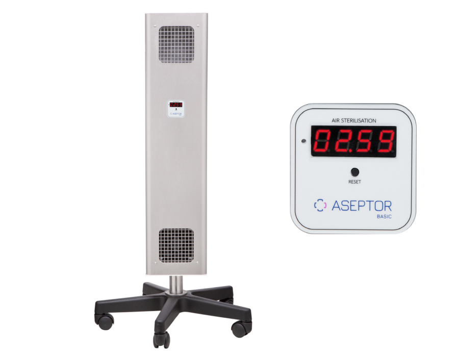 ASB-236MC INOX mobilna lampa UV-C Aseptor Basic przepływowa z licznikiem | EpicMED sprzęt i wyposażenie medyczne
