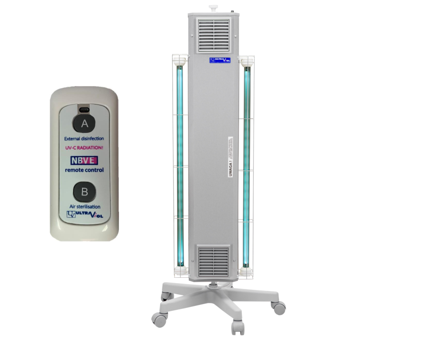 NBVE-60/60P RC 2-funkcyjna lampa bakteriobójcza przepływowa 2x30W+2x30W mobilna z pilotem | EpicMED sprzęt i wyposażenie medyczne