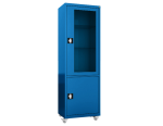 MDW/1k.5005 mobilna szafa lekarska 1-skrzydłowa 2-komorowa niebieska na kołach