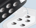 Adapter OmegaSnap5 do wielokanałowych elektrod EKG Bittium - mocowanie adaptera z holterem Faros360 do elektrody