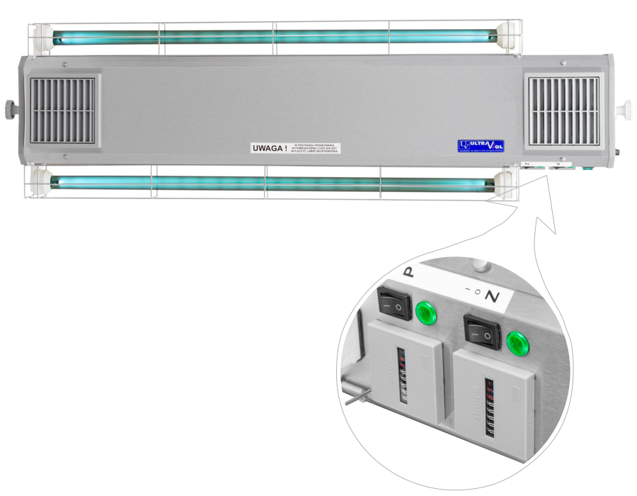 NBVE-60/60SL 2-funkcyjna lampa bakteriobójcza przepływowa sufitowa z licznikami | EpicMED sprzęt i wyposażenie medyczne