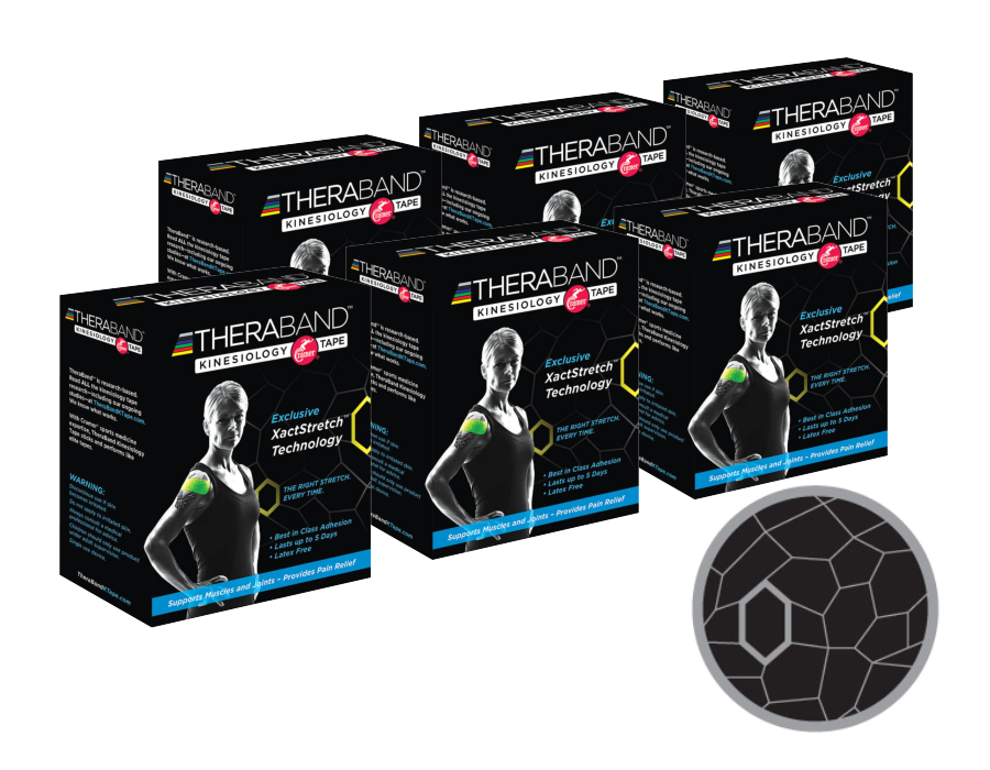Thera-Band XactStretch 12926 Set 6 rolek czarno-szarej taśmy kinezjologicznej 5x500 cm | EpicMED sprzęt i wyposażenie medyczne