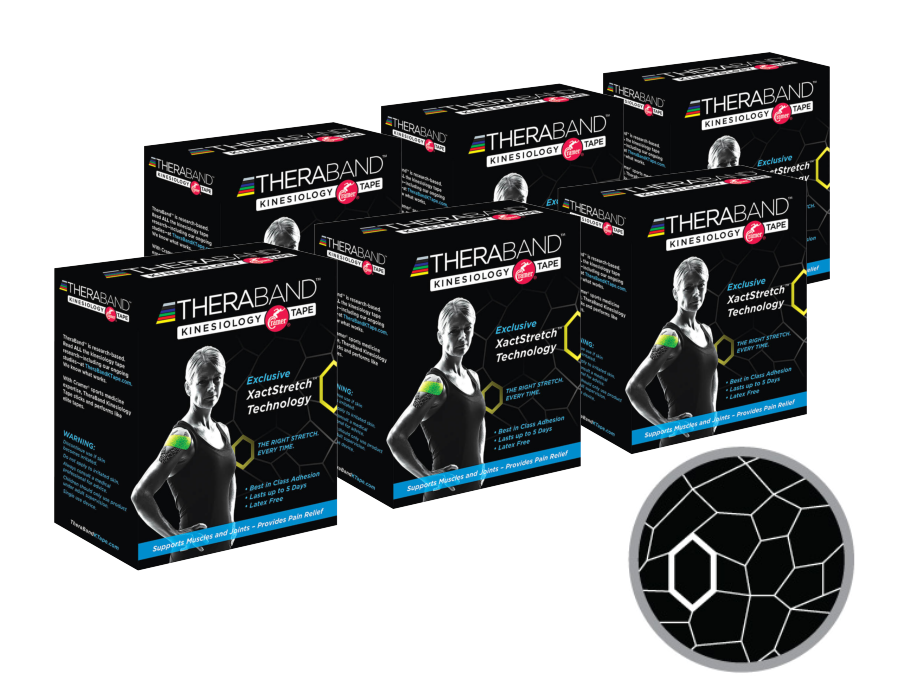 Thera-Band XactStretch 12927 Set 6 rolek czarno-białej taśmy kinezjologicznej 5x500 cm | EpicMED sprzęt i wyposażenie medyczne