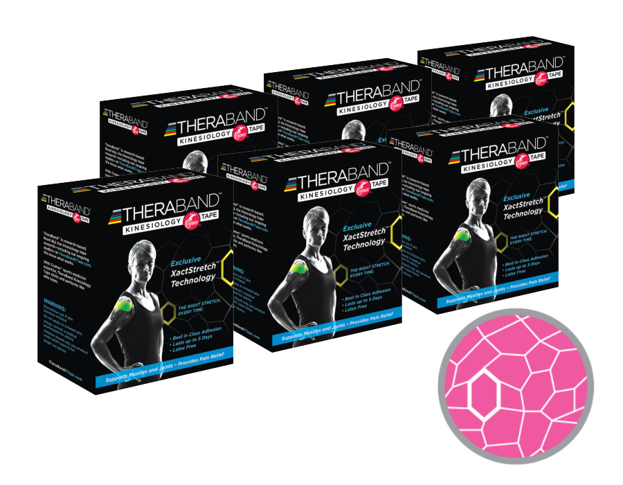 Thera-Band XactStretch 12930 Set 6 rolek różowo-białej taśmy kinezjologicznej 5x500 cm | EpicMED sprzęt i wyposażenie medyczne
