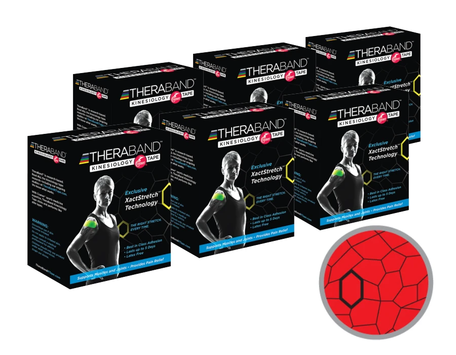 Thera-Band XactStretch 12931 Set 6 rolek czerwono-czarnej taśmy kinezjologicznej 5x500 cm | EpicMED sprzęt i wyposażenie medyczne
