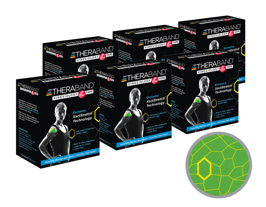 Thera-Band XactStretch 12932 Set 6 rolek zielono-żółtej taśmy kinezjologicznej 5x500 cm | EpicMED sprzęt i wyposażenie medyczne
